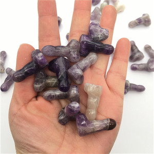Mini cristales de piedras preciosas naturales coloridos de 1 pulgada, consolador de amatista curvo, grabado en forma de pene tallado a mano, curación para compradores - Product Image 3