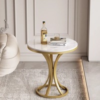 Table d'appoint ronde de luxe très vendue, plateau en marbre durable, petite table basse pour salon, canapé, balcon, meuble de rangement mobile