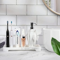 Plateau décoratif personnalisé avec pieds, en résine, motif marbre blanc, pour commode, parfums, bagues, bijoux, organisateur de comptoir, plateau de vanité