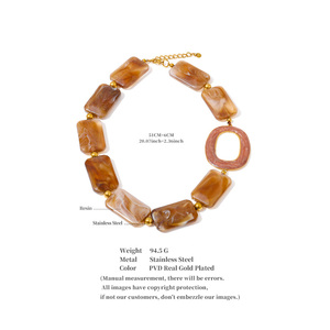 JINYOU 4184 Collana Europea Esagerata Popolare con Perle Rettangolari in Resina Color Ambra, Girocollo, <span class=keywords><strong>Gioielli</strong></span> - Product Image 6