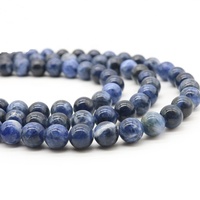 थोक के लिए चिकनी 10MM Sodalite रत्न दौर प्राकृतिक ढीला मोती कंगन बनाने