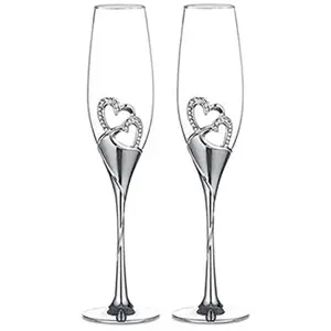 Estick Flutes Luxury Crystal Coupe Metal Jewelry Champagne Glasses For Champagne