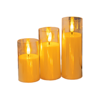 Bougie LED personnalisée à piles, en verre, cadeau de Noël, bougies décoratives en cire de paraffine, bougies de fête, lumière de pilier