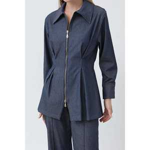 ชุดเสื้อเชิ้ตและกางเกงสีเบอร์กันดีสำหรับผู้หญิง แขนยาว สไตล์นอร์มคอร์ มินิมอล ใส่ได้ทุกฤดู ไซส์ S-XL - Product Image 5