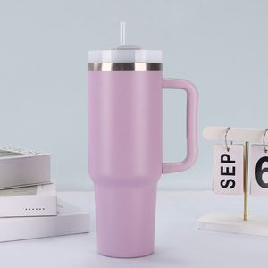 Insulated Car H2.0 <b>Handle</b> <b>Travel</b> Tumbler 40oz <b>Mug</b> Lid Straw Anti-Slip OEM ODM Custom Color - Product Image 5