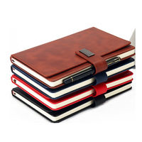 Journal A5 à couverture rigide en cuir PU avec logo personnalisé Cahier de notes feuille d'or avec porte-cartes de visite