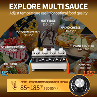 Machine professionnelle électrique en acier inoxydable pour réchauffer le chocolat, le fromage, les fruits et les sauces, avec 4 bouteilles, idéale pour les restaurants
