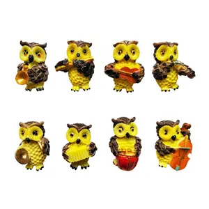 Wholesale Creative Resin Owl Decorative Magnet Personalized Souvenir 3D Hand-painted Resin Fridge Magnets