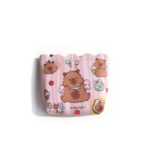 Portamonete a forma di orsetto 10x8,5 cm con cerniera e portachiavi per ragazze, stile cartone animato, mini design compatto - Product Image 2