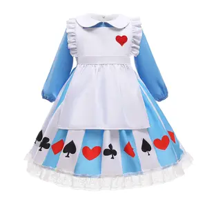 Classique film enfant en bas âge fille Halloween princesse robe Sissy femme de chambre Lolita Cosplay Costume Anime Alice robe avec casque