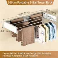 Support mural rétractable pour serviettes de salle de bain, organisateur de pantalons pliable intégré au placard, quincaillerie domestique multifonction