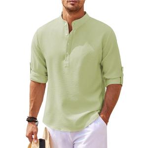 E0111ME41 Chemise à manches longues pour <span class=keywords><strong>homme</strong></span>, col roulé, couleur unie, chemise à carreaux, ananas, hauts décontractés, mode Sehe - Product Image 4