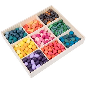 Jouet DIY <span class=keywords><strong>en</strong></span> <span class=keywords><strong>bois</strong></span> massif pour enfants, 40 pièces, animaux <span class=keywords><strong>arc</strong></span>-<span class=keywords><strong>en</strong></span>-<span class=keywords><strong>ciel</strong></span> mignons, blocs de construction créatifs et naturels - Product Image 5