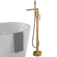 Nouvelle conception moderne : Ensemble de robinetterie de bain en laiton avec mitigeur, douchette et robinet de baignoire sur pied à cascade douce à poignée unique pour salle de bain
