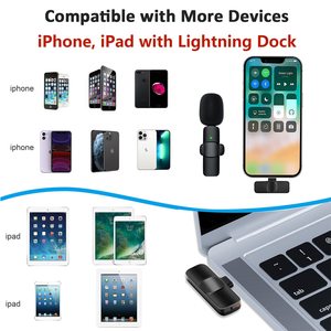 Micrófono de solapa inalámbrico para iphone, conveniente micrófono Lavalier, reducción de ruido, para entrevista en vivo, grabación de teléfono móvil - Product Image 4