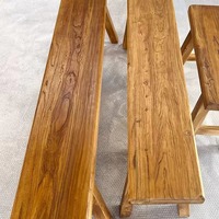 Banc long vintage en bois d'orme massif, double siège rétro, tabouret de salle à manger bas pour adultes, banc en bois victorien pour chambre et entrée
