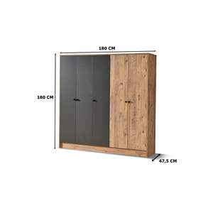 Armario Moderno de Madera de Pino Atlántico de 5 Puertas con 11 Estantes, Amplio Almacenamiento, Organizador de Armario para Dormitorio, para Ropa - Product Image 4