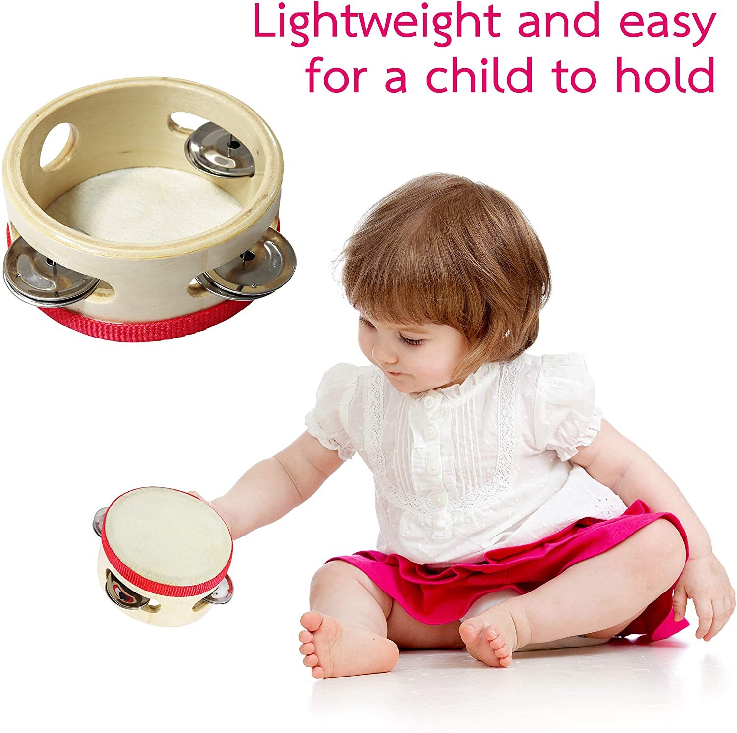 Tambourin En Bois Pour Enfants - Instrument Musical Éducatif Avec Cloches, Cadeau Idéal 2-8 Ans