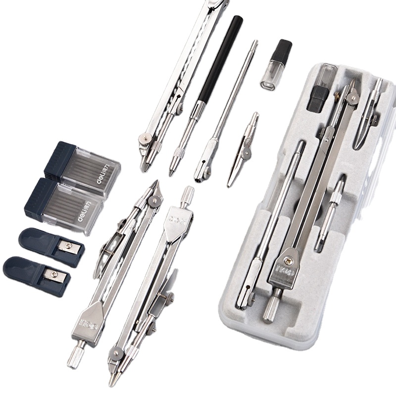 Набор для рисования Deli 8605 из нержавеющей стали, прочный Компас для рисования, математический геометрический Круглый Инструмент, школьные принадлежности