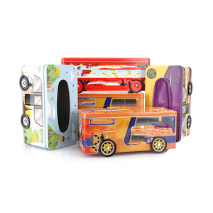 Dekorative, Maßgefertigte, Niedliche, Süße, Kleine, Schlichte, Rechteckige Blechdose mit Scharnier im Auto-Design als Spardose oder Keksverpackung für Kinder - Product Image 6