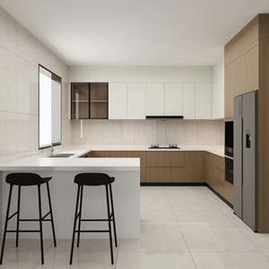 Juego de Muebles de Cocina Modernos Importados, Listos para Armar, Gabinetes de Melamina con Acabado en Madera Blanca, Directo de China - Product Image 1