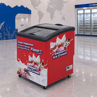 Lemari Pendingin Es Krim Komersial 300L-600L dengan Kaca Lengkung untuk Supermarket, Bersertifikat CE/CB, Langsung dari Pabrik