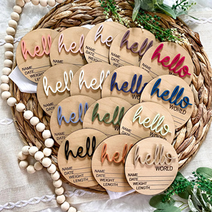 Letrero de Madera de Bienvenida para Recién Nacidos con la Frase 'Hola Mundo', Placas con el Nombre del Bebé para Accesorios de Fotografía, Baby Shower, Hospital, Guardería - Product Image 3