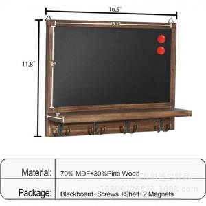 Retro Wooden Wall Mounted Rack 15.2x8 Inch With <b>Hooks</b> And <b>Shelf</b> For Entryway Key Mail Storage Organization - Product Image 5