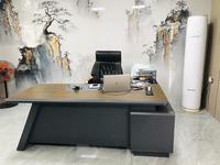 Bureau de direction modulaire haut de gamme, écologique, design moderne incurvé, poste de travail présidentiel avec bibliothèque rétroéclairée