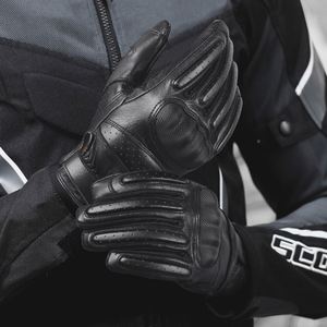 Gants de moto en cuir, écran tactile, antidérapants, respirants, été, coque rigide de protection, gants pour tous les doigts pour le ski - Product Image 2