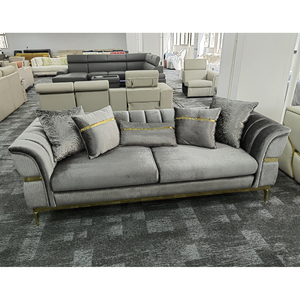 Winforce muebles <span class=keywords><strong>de</strong></span> diseño moderno terciopelo gris claro elegante moda sofá conjunto <span class=keywords><strong>respaldo</strong></span> <span class=keywords><strong>de</strong></span> lujo 3 plazas sala <span class=keywords><strong>de</strong></span> estar sofá - Product Image 1