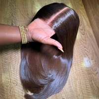 Pelucas de Cabello Humano Liso Natural Marrón con Cierre de Encaje HD 4x4 Sin Pegamento SDD Super Double Drawn, Cabello Virgen Vietnamita Sin Enredos, Peluca Bob