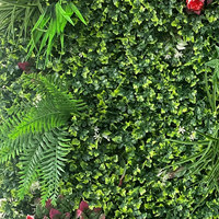 S-023 1x1m synthétique en plastique gazon panneau toile de fond artificiel vert mur avec fleurs plantes pour jardin mariage décor