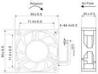 Ventilateur sans balais 12V OEM ODM 8020 pour boîtier PC, refroidisseur axial silencieux pour dissipateur thermique, standard et personnalisé