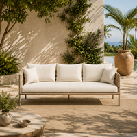 Ensemble de canapés de conversation de luxe en corde tressée résistante aux intempéries pour l'extérieur, idéal pour villa, jardin et terrasse