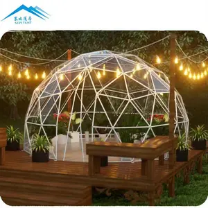 Özelleştirilmiş yuvarlak glaglasu geçirmez açık şeffaf jeodezik küre Gazebo plastik temizle Backyard Dome çadır Igloo satılık