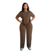 Ensemble polyvalent décontracté et tendance pour femmes européennes et américaines grande taille - Ensemble deux pièces à jambes larges