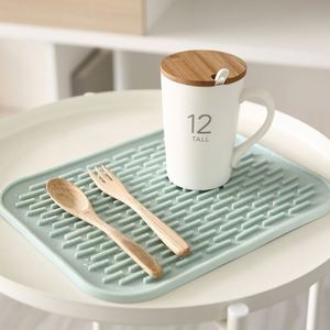 แผ่นรองจานซิลิโคนขอบกว้างมีเสถียรภาพแผ่นรองอบแห้งตัวป้องกันเคาน์เตอร์ห้องครัว - Product Image 2