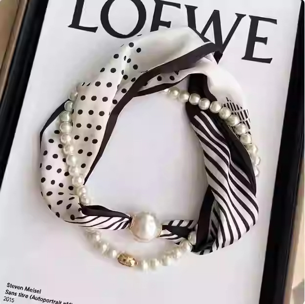 หัวเข็มขัดลูกปัดลายจุดยาวลายจุด-ข้าวสีดำ