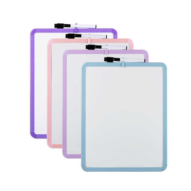 Colorful Frame Dry Erase Board With Black Marker Plastic Children's Drawing Board Small Mini White Board for Students