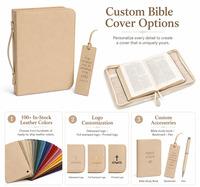Étui de protection pour Bible en cuir PU gaufré avec logo personnalisé, fermeture éclair, couverture rigide, pour cadeaux d'église