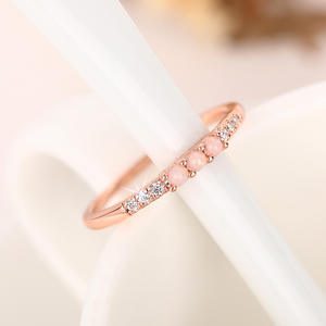 Anelli da Donna T0629 con Opale, Montatura Pavé, Pietra Naturale Rotonda, Gioielli di Moda per Fidanzamento - Product Image 2