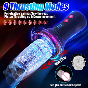 Copa de Masturbación Eléctrica Giratoria Inteligente con Pantalla Digital de Silicona ABS, 9 Frecuencias Telescópicas, 100% Impermeable, Vagina Realista - Product Image 5