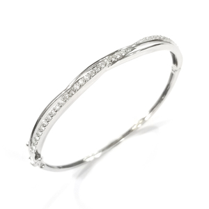Elegant <b>Solid</b> 18K White <b>Gold</b> Natural Diamond Wrist <b>Bangle</b> Fine Clear Gem Wrist Cuff for Ladies Wedding Banquet - Product Image 2