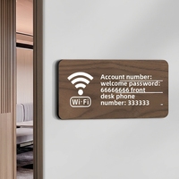 Panneau WiFi personnalisé en acrylique, signalétique directionnelle imprimée UV effet bois, plaque de rappel publique pour hôtel, bureau, supermarché