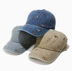 Gorra de Béisbol Vintage con Bordado de Perro para Hombre, Gorra de Algodón Lavado Estilo Dad Hat, Gorra Trucker con Lindo Estampado de Animales para Exteriores - Product Image 5