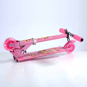 Kids Scooter Two Wheel <b>Iron</b> Body Height Adjustable <b>Lightweight</b> For 1-6 Years Old Children Pink Color - Product Image 2