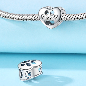 Original White Copper <b>Bead</b> <b>Bracelet</b> - DIY Heart-Shaped Hollow Dog Pendant Jewelry, Personalized Women's Accessory - Product Image 5