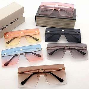 Nouveautés Mode Lunettes de soleil carrées surdimensionnées sans monture à verres dégradés avec logo personnalisé UV400 pour femmes - Product Image 3