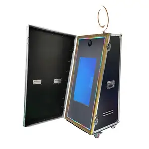 Tragbarer 65-Zoll-Bild Selfie Magic Mirror Photo Booth Touchscreen-Maschine LED-Rahmen Kiosk mit Drucker und Kamera für Veranstaltungen
